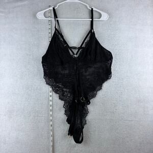 Body Rage Lace Bodysuit Women’s 2X Strappy Black Sexy Intimates Thong Bondage